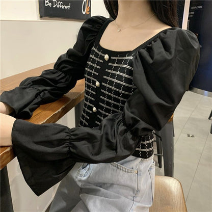 Woman Square-neck Shirt Short Temperament Shirt - RALO COLLECTION STUDIO