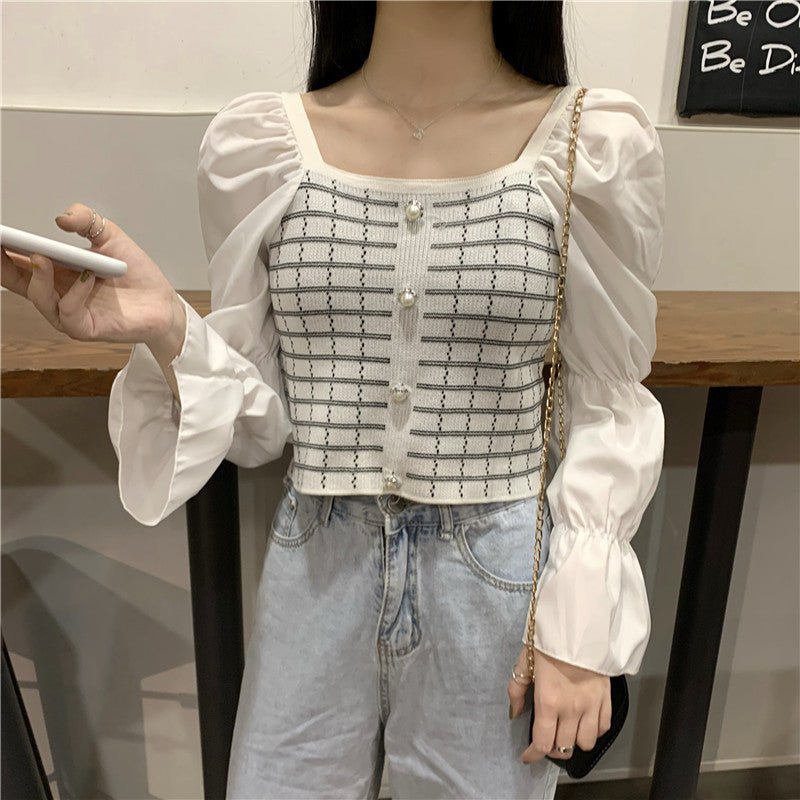Woman Square-neck Shirt Short Temperament Shirt - RALO COLLECTION STUDIO