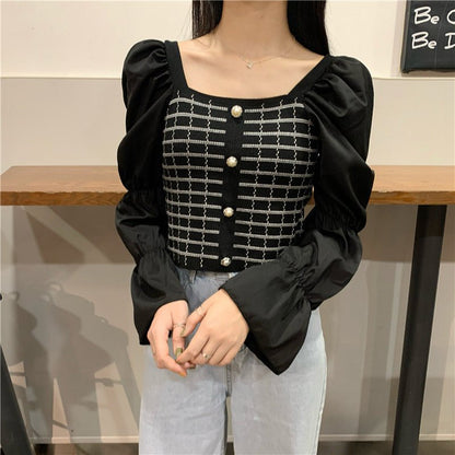 Woman Square-neck Shirt Short Temperament Shirt - RALO COLLECTION STUDIO