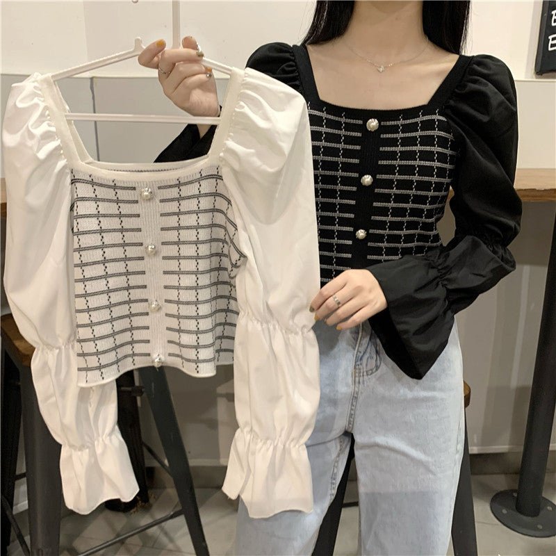 Woman Square-neck Shirt Short Temperament Shirt - RALO COLLECTION STUDIO
