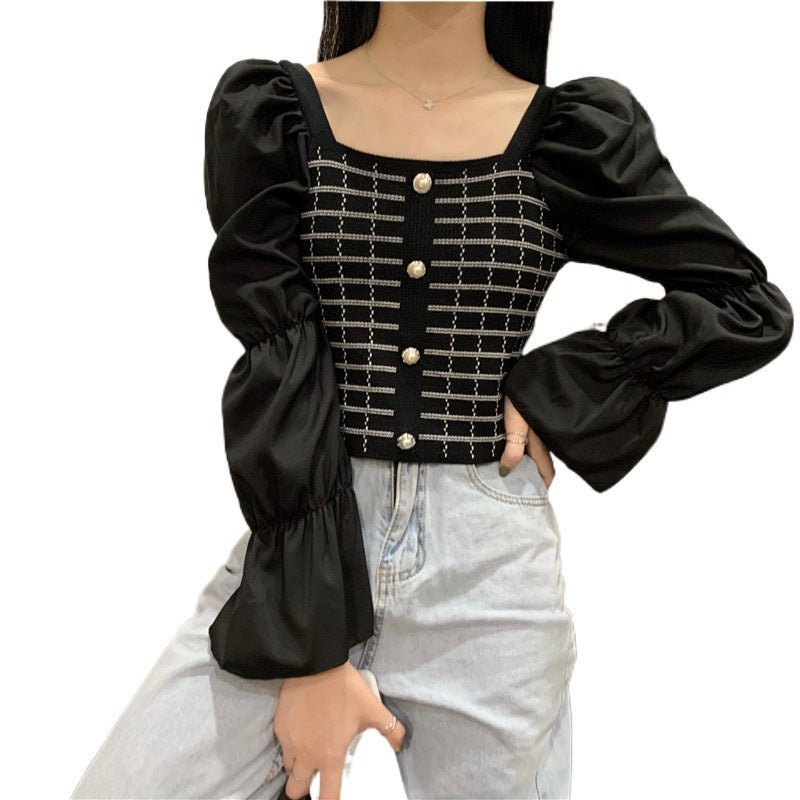 Woman Square-neck Shirt Short Temperament Shirt - RALO COLLECTION STUDIO