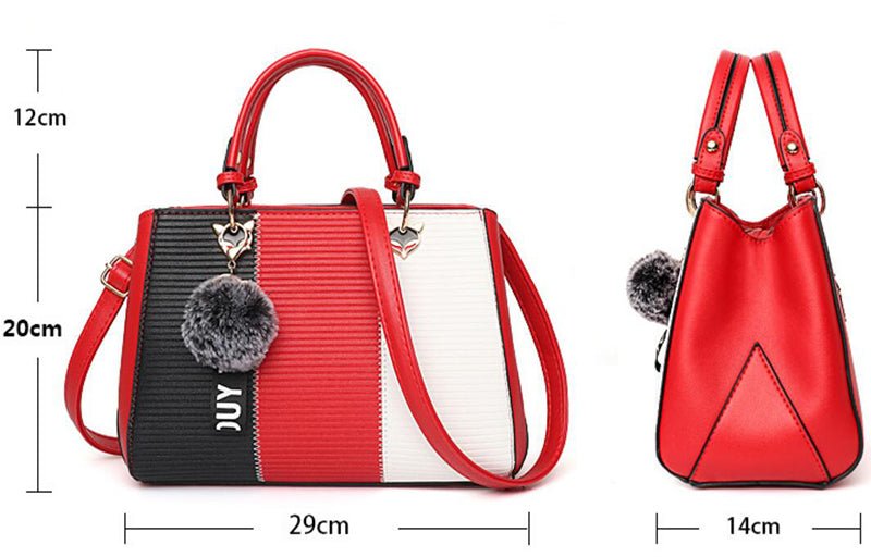 RALO COLLECTION Women’s Hairball Patchwork Handbag – Elegant Crossbody Shoulder Purse For Women - RALO COLLECTION STUDIO