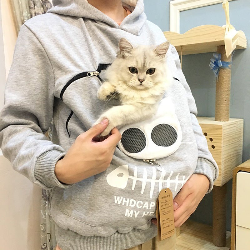 Women Hoodie Sweatshirt With Cat Pet Pocket Design Long Sleeve Sweater Cat Outfit - RALO COLLECTION STUDIO