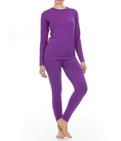 Ralo Collection Women’s Thermal Underwear Set – Solid Color Long Sleeve Top & Leggings - RALO COLLECTION STUDIO