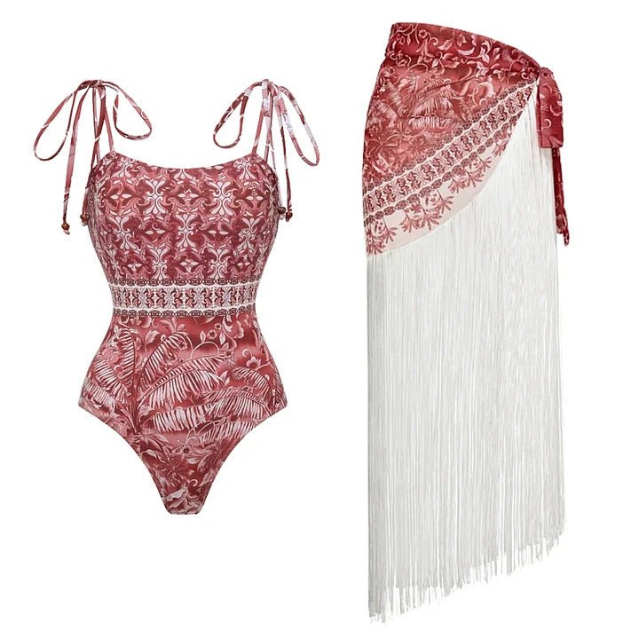 Ralo Women’s Casual Loose-Fit Ethnic-Style Tassel One-Piece Swimsuit - RALO COLLECTION STUDIO