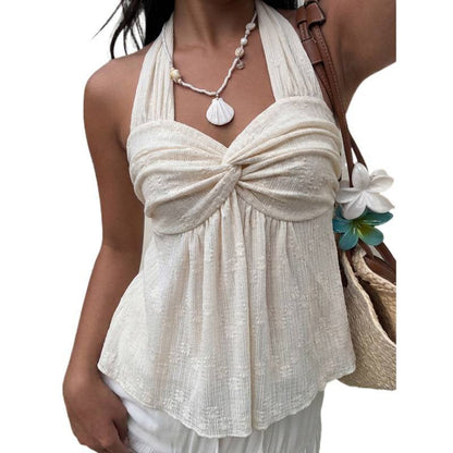 Womens Elegant Solid-color Twist-tie Top - RALO COLLECTION STUDIO