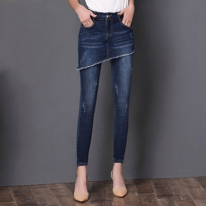 Women's fake two-piece denim skirt pants - RALO COLLECTION STUDIO