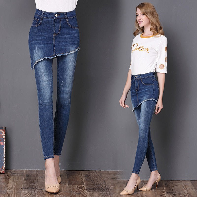 Women's fake two-piece denim skirt pants - RALO COLLECTION STUDIO