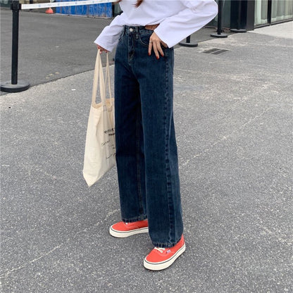 Women's Fall Retro High Waist Wide Leg Loose Jeans - RALO COLLECTION STUDIO