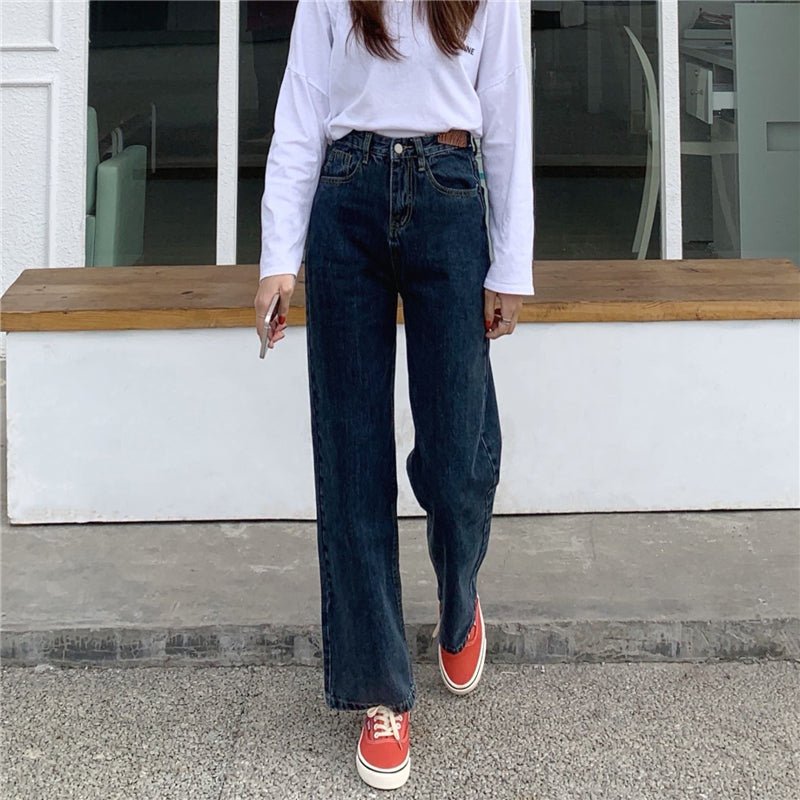 Women's Fall Retro High Waist Wide Leg Loose Jeans - RALO COLLECTION STUDIO