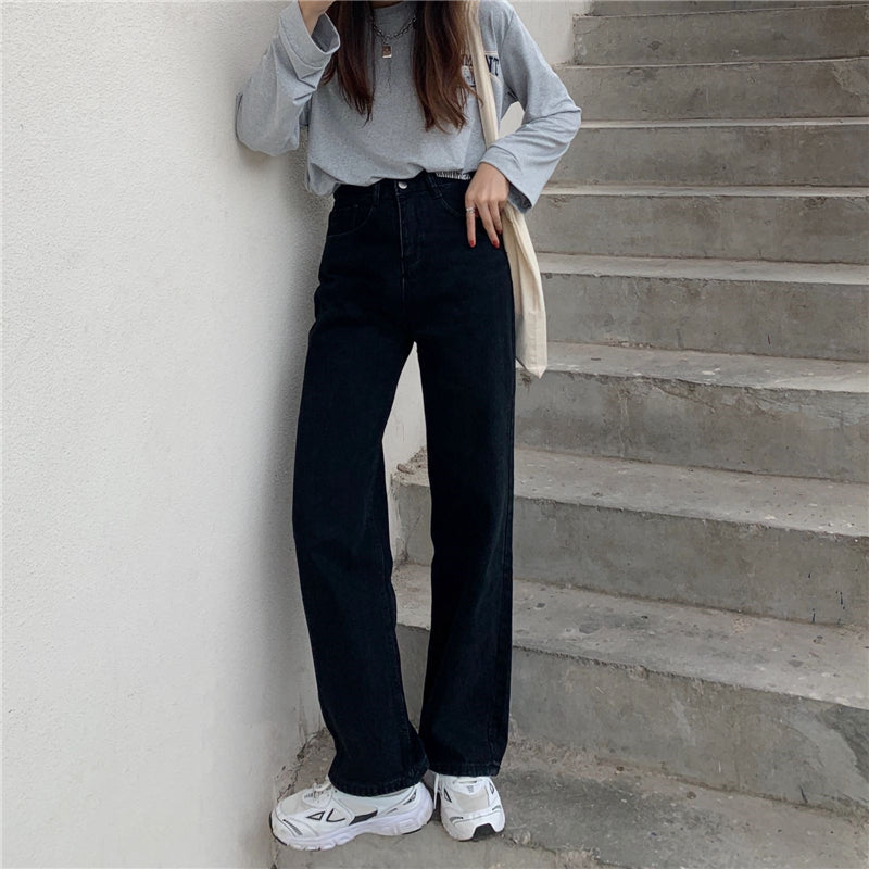 Women's Fall Retro High Waist Wide Leg Loose Jeans - RALO COLLECTION STUDIO