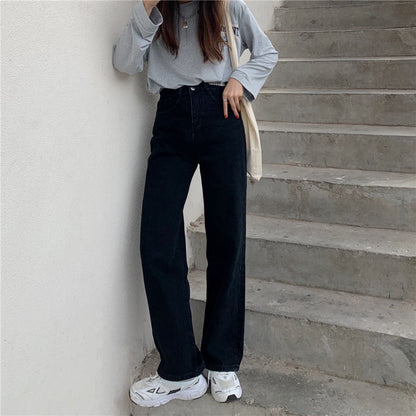 Women's Fall Retro High Waist Wide Leg Loose Jeans - RALO COLLECTION STUDIO