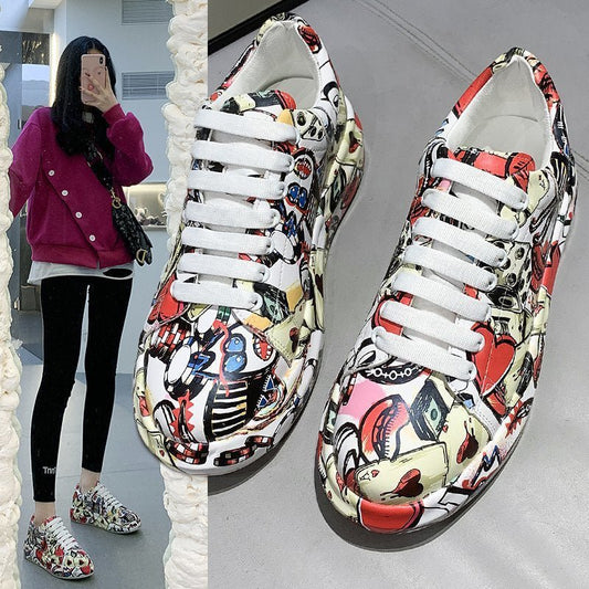 Women's Fashion Platform Casual Shoes Painted Sneakers - RALO COLLECTION STUDIO