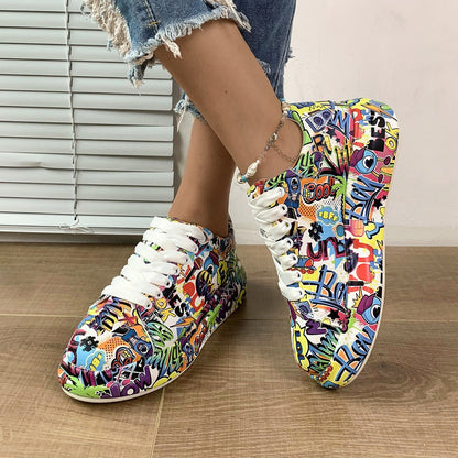 Women's Fashion Platform Casual Shoes Painted Sneakers - RALO COLLECTION STUDIO