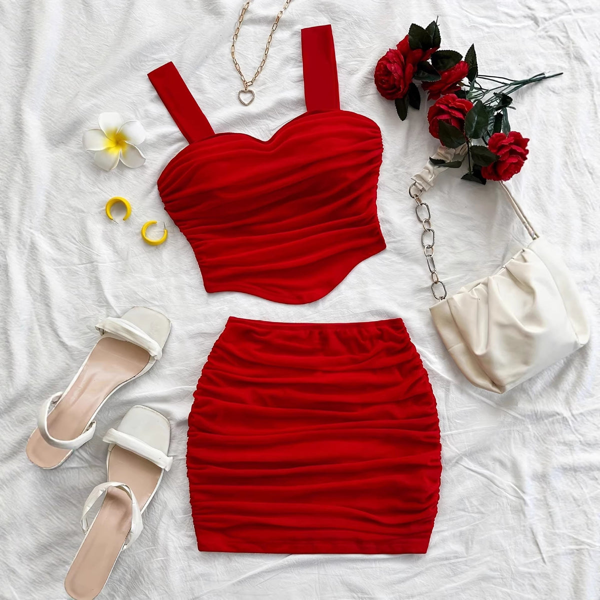 Ralo Women’s Fashionable Cinched-Waist Tube Top Set - RALO COLLECTION STUDIO