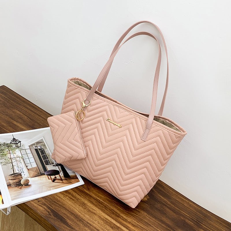 Women's Wave Pattern Diamond Plaid Embroidered Shoulder Bag Ralo Collection - RALO COLLECTION STUDIO