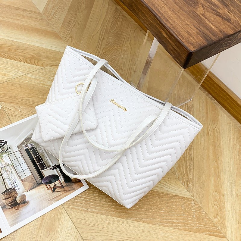 Women's Wave Pattern Diamond Plaid Embroidered Shoulder Bag Ralo Collection - RALO COLLECTION STUDIO