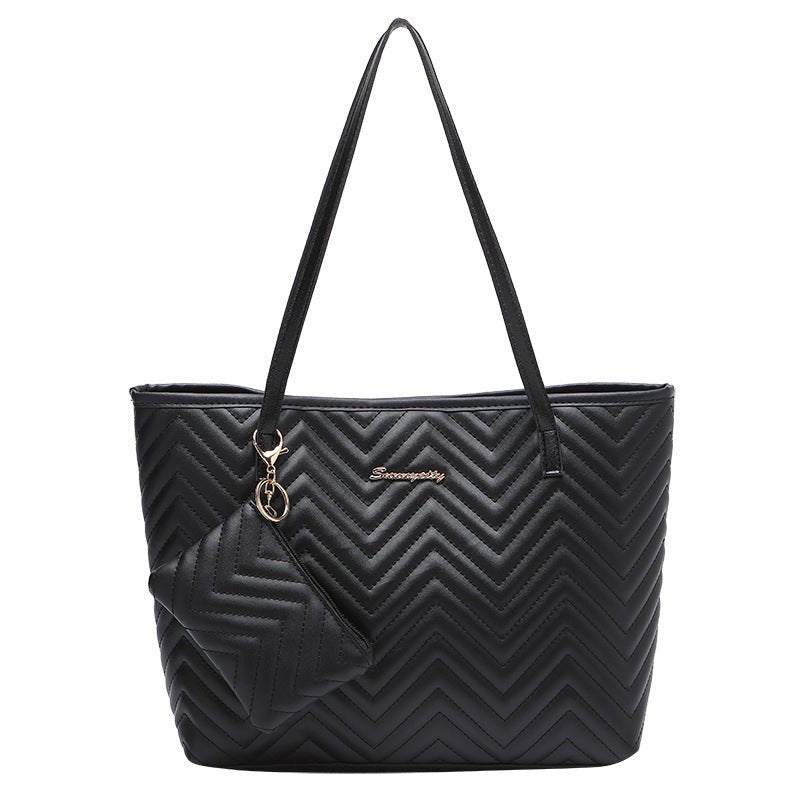 Women's Wave Pattern Diamond Plaid Embroidered Shoulder Bag Ralo Collection - RALO COLLECTION STUDIO