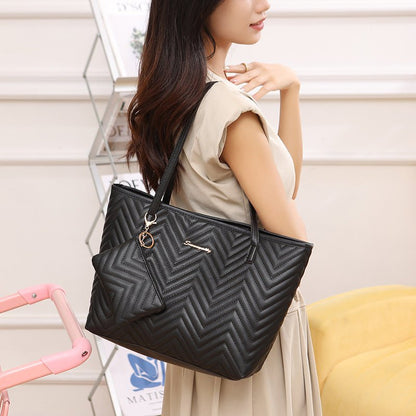 Women's Wave Pattern Diamond Plaid Embroidered Shoulder Bag Ralo Collection - RALO COLLECTION STUDIO