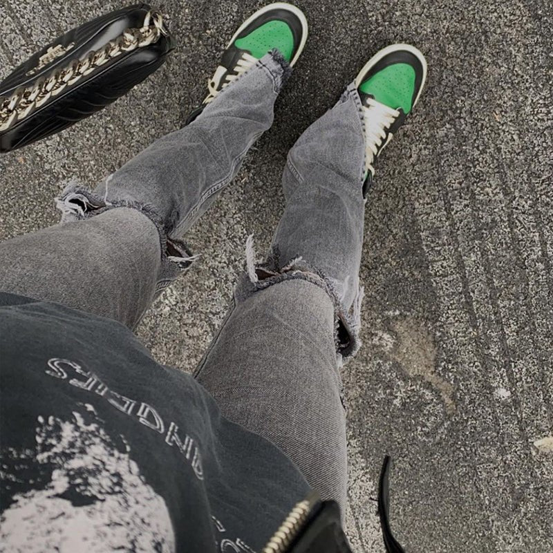 Women's High-rise Ripped Slit Floor Jeans - RALO COLLECTION STUDIO