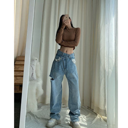 Women's New Ripped Loose High Waist Jeans - RALO COLLECTION STUDIO