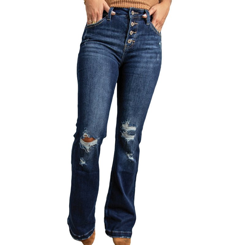 Women's Pants Fat Woman Large Size Worn Ripped High-waist Mopping Pants Trousers - RALO COLLECTION STUDIO