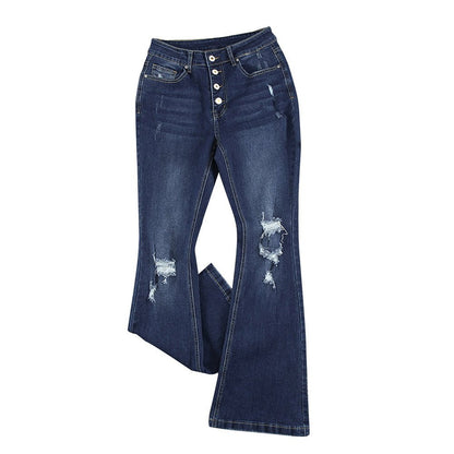 Women's Pants Fat Woman Large Size Worn Ripped High-waist Mopping Pants Trousers - RALO COLLECTION STUDIO