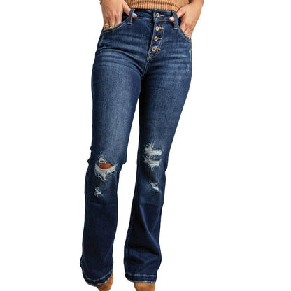 Women's Pants Fat Woman Large Size Worn Ripped High-waist Mopping Pants Trousers - RALO COLLECTION STUDIO