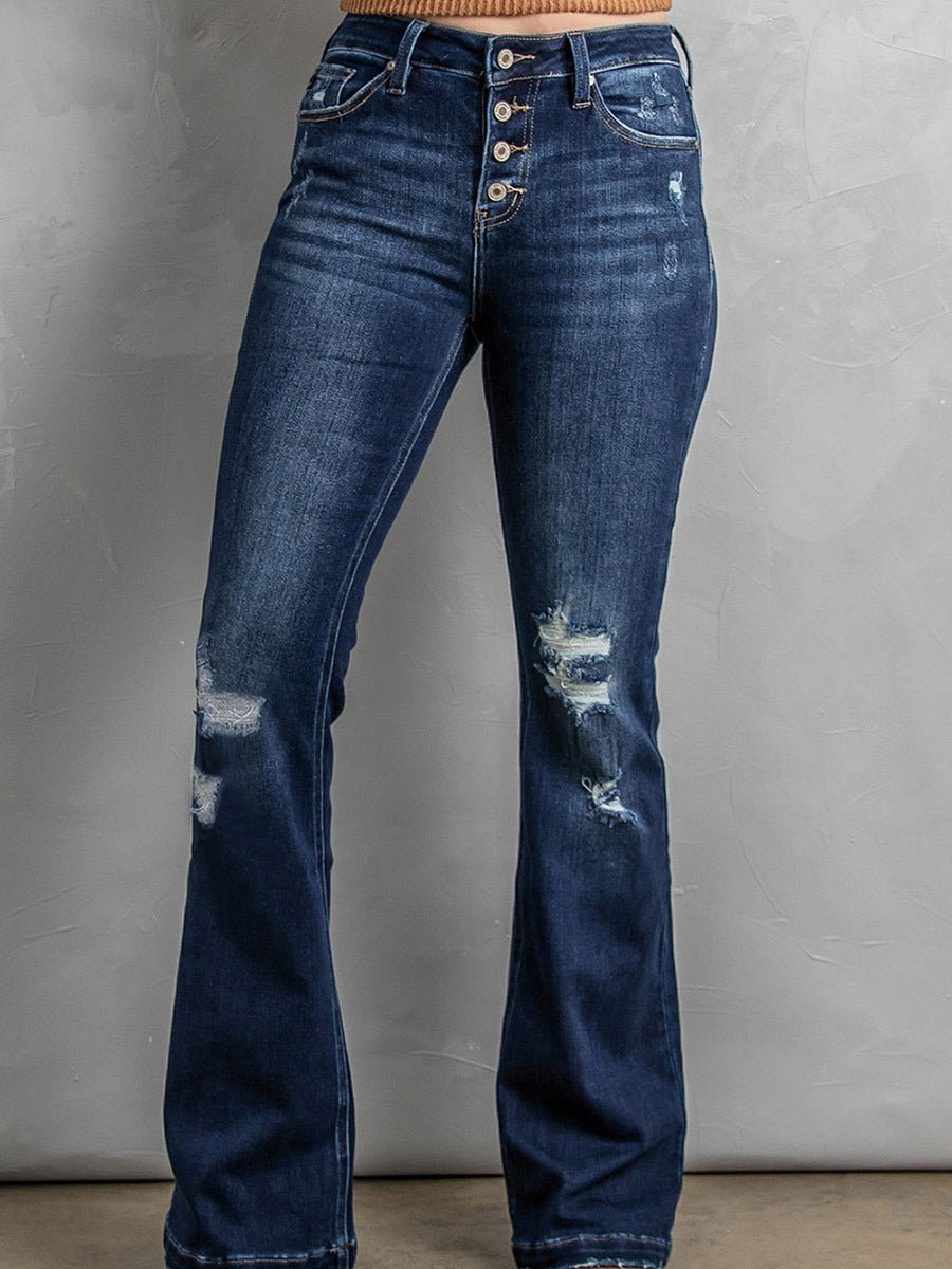Women's Pants Fat Woman Large Size Worn Ripped High-waist Mopping Pants Trousers - RALO COLLECTION STUDIO
