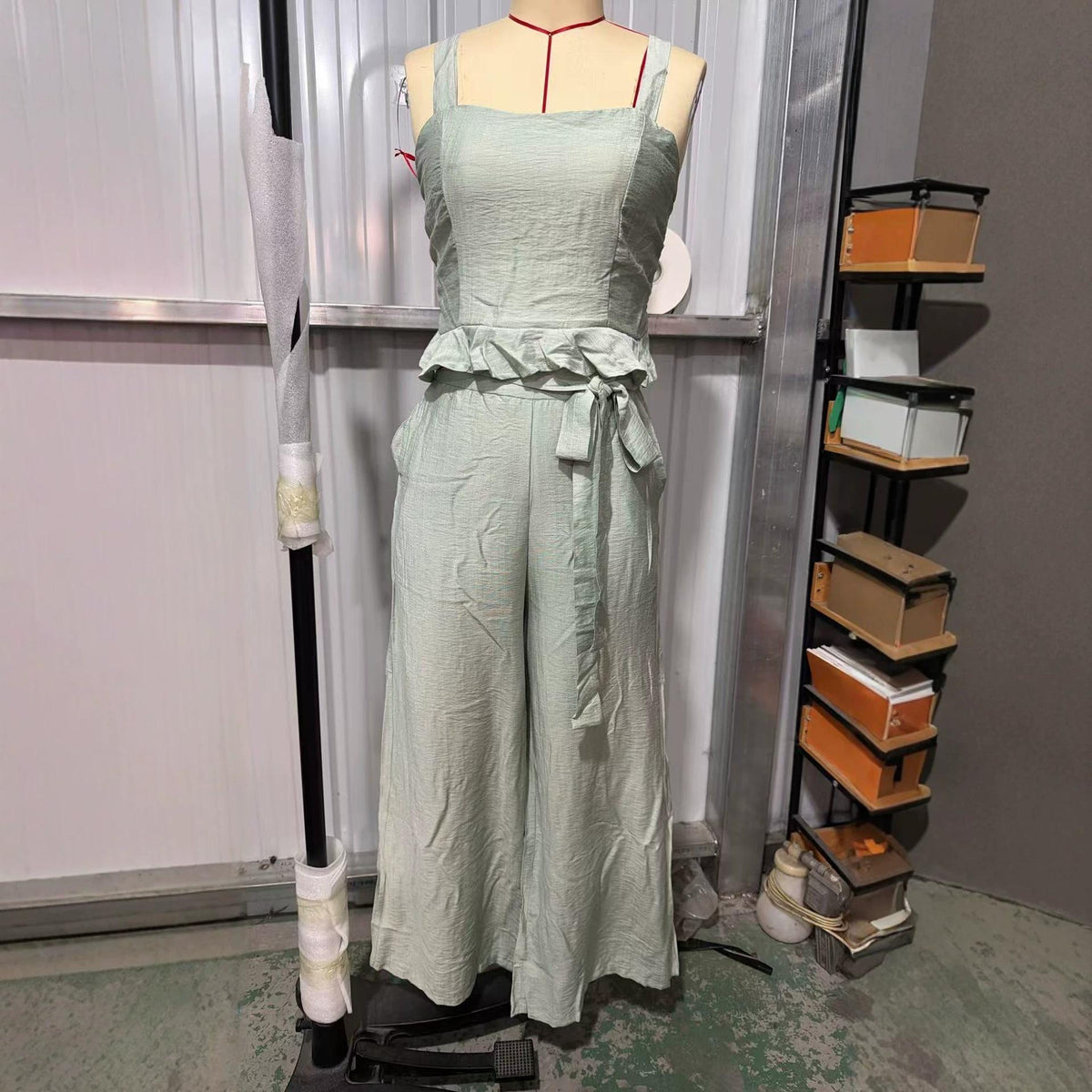 Womens Pleated Strapless Top And Wide-leg Pants - RALO COLLECTION STUDIO