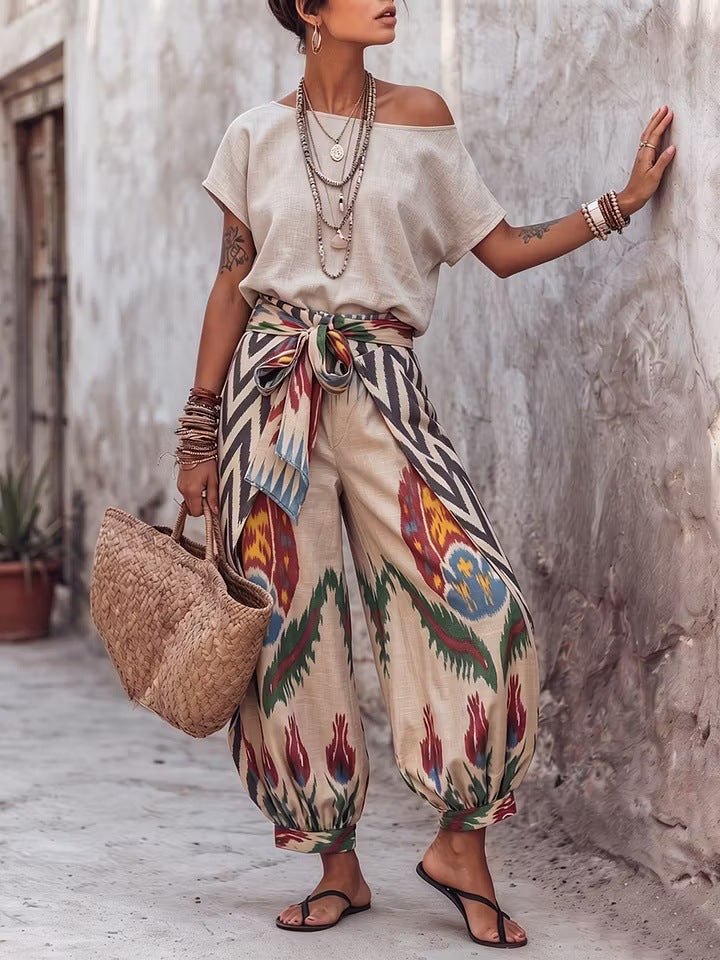 Womens Printed Top And Pants Two-piece Set - RALO COLLECTION STUDIO