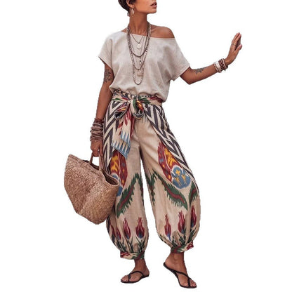 Womens Printed Top And Pants Two-piece Set - RALO COLLECTION STUDIO