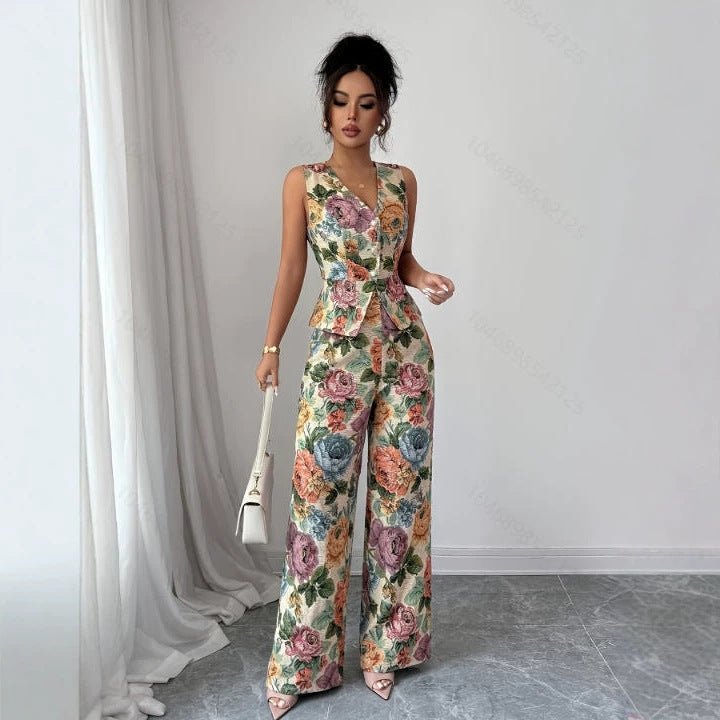 RALO Women’s Floral Sleeveless Tank Top and Full-Length Pants Set - RALO COLLECTION STUDIO