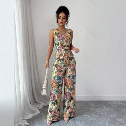RALO Women’s Floral Sleeveless Tank Top and Full-Length Pants Set - RALO COLLECTION STUDIO