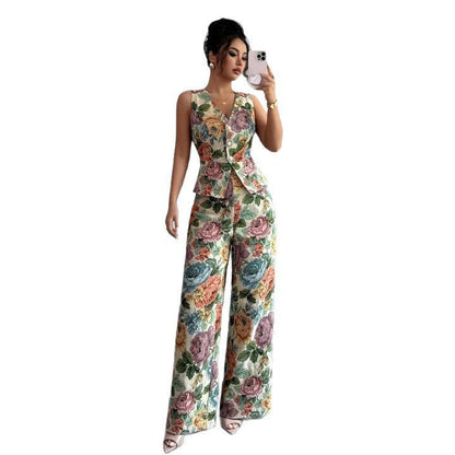 RALO Women’s Floral Sleeveless Tank Top and Full-Length Pants Set - RALO COLLECTION STUDIO