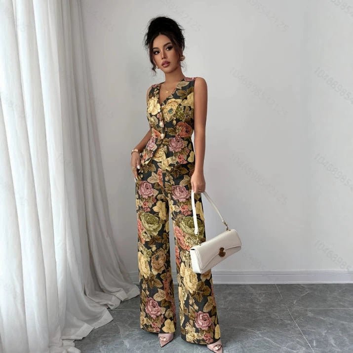 RALO Women’s Floral Sleeveless Tank Top and Full-Length Pants Set - RALO COLLECTION STUDIO