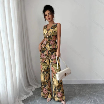 RALO Women’s Floral Sleeveless Tank Top and Full-Length Pants Set - RALO COLLECTION STUDIO