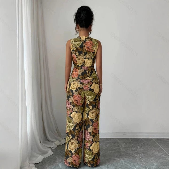 RALO Women’s Floral Sleeveless Tank Top and Full-Length Pants Set - RALO COLLECTION STUDIO