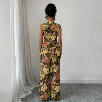 RALO Women’s Floral Sleeveless Tank Top and Full-Length Pants Set - RALO COLLECTION STUDIO