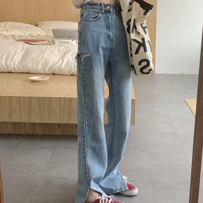 Women's Retro Loose High Waist Slit Jeans - RALO COLLECTION STUDIO