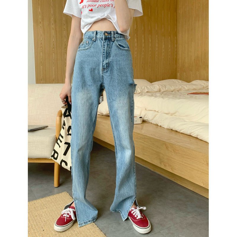 Women's Retro Loose High Waist Slit Jeans - RALO COLLECTION STUDIO