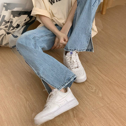 Women's Retro Loose High Waist Slit Jeans - RALO COLLECTION STUDIO