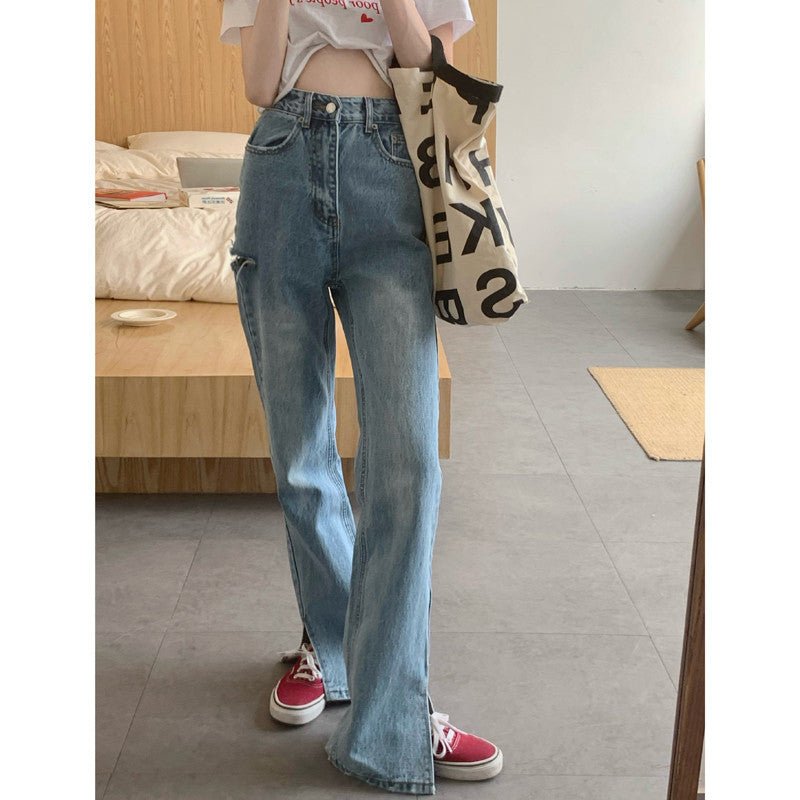 Women's Retro Loose High Waist Slit Jeans - RALO COLLECTION STUDIO