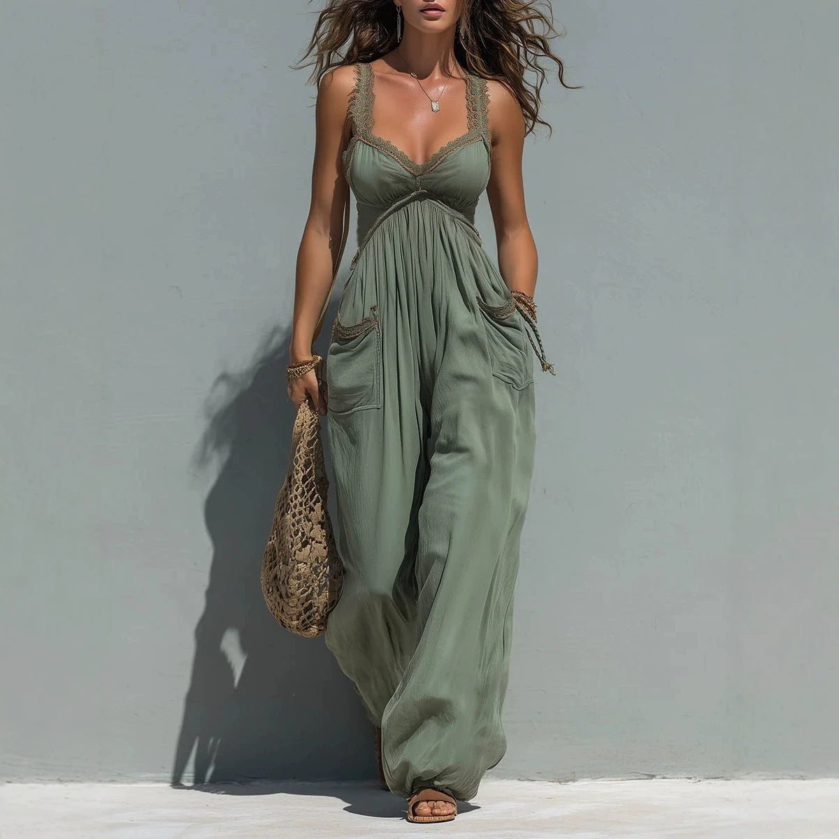 Womens Solid-color Strapless Sleeveless Jumpsuit - RALO COLLECTION STUDIO