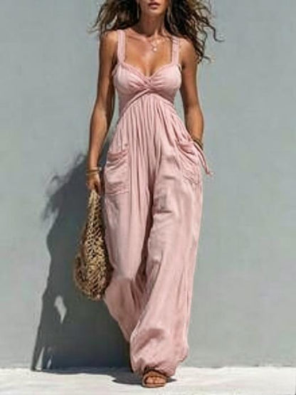 Womens Solid-color Strapless Sleeveless Jumpsuit - RALO COLLECTION STUDIO