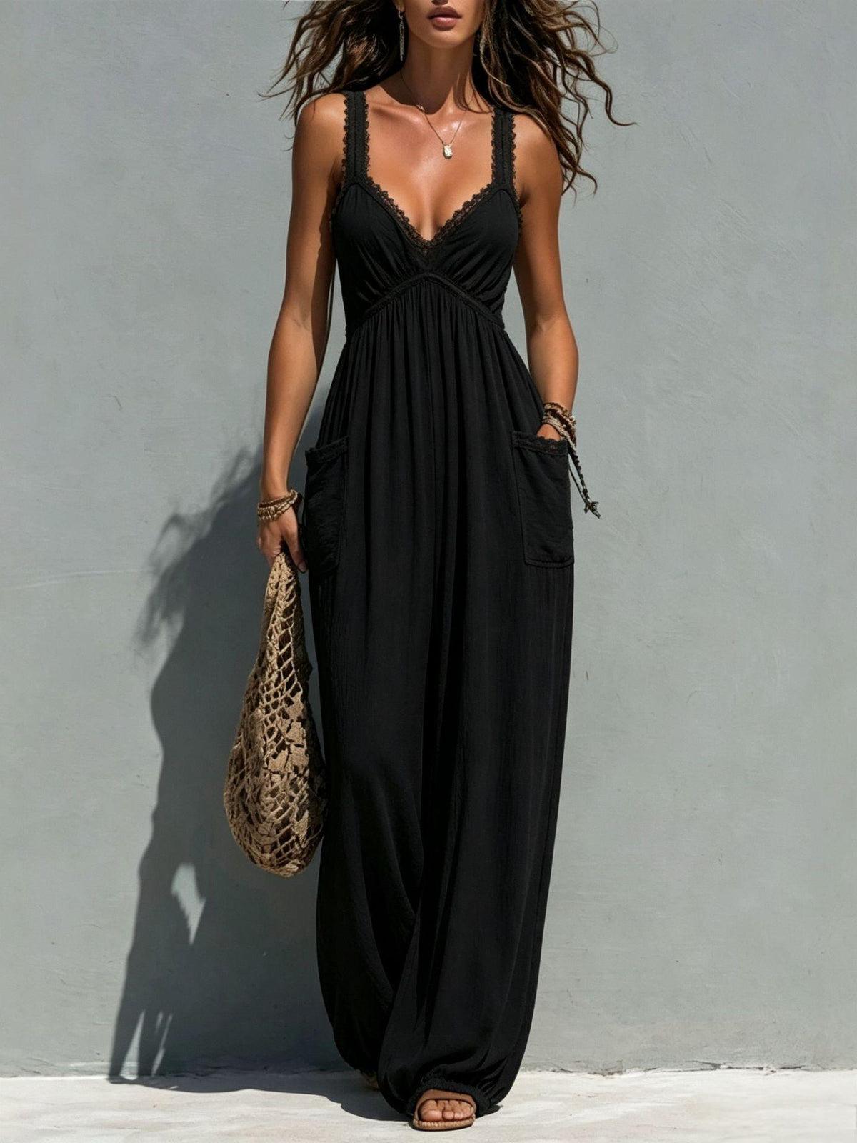 Womens Solid-color Strapless Sleeveless Jumpsuit - RALO COLLECTION STUDIO