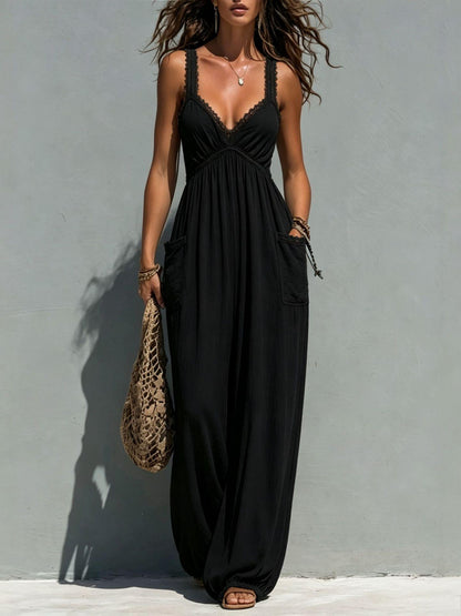 Womens Solid-color Strapless Sleeveless Jumpsuit - RALO COLLECTION STUDIO