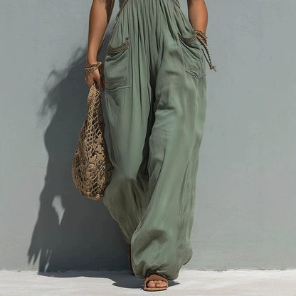 Womens Solid-color Strapless Sleeveless Jumpsuit - RALO COLLECTION STUDIO