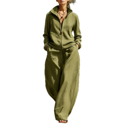 RALO Women’s Stand-Neck Cardigan & Zippered Pants Set - RALO COLLECTION STUDIO
