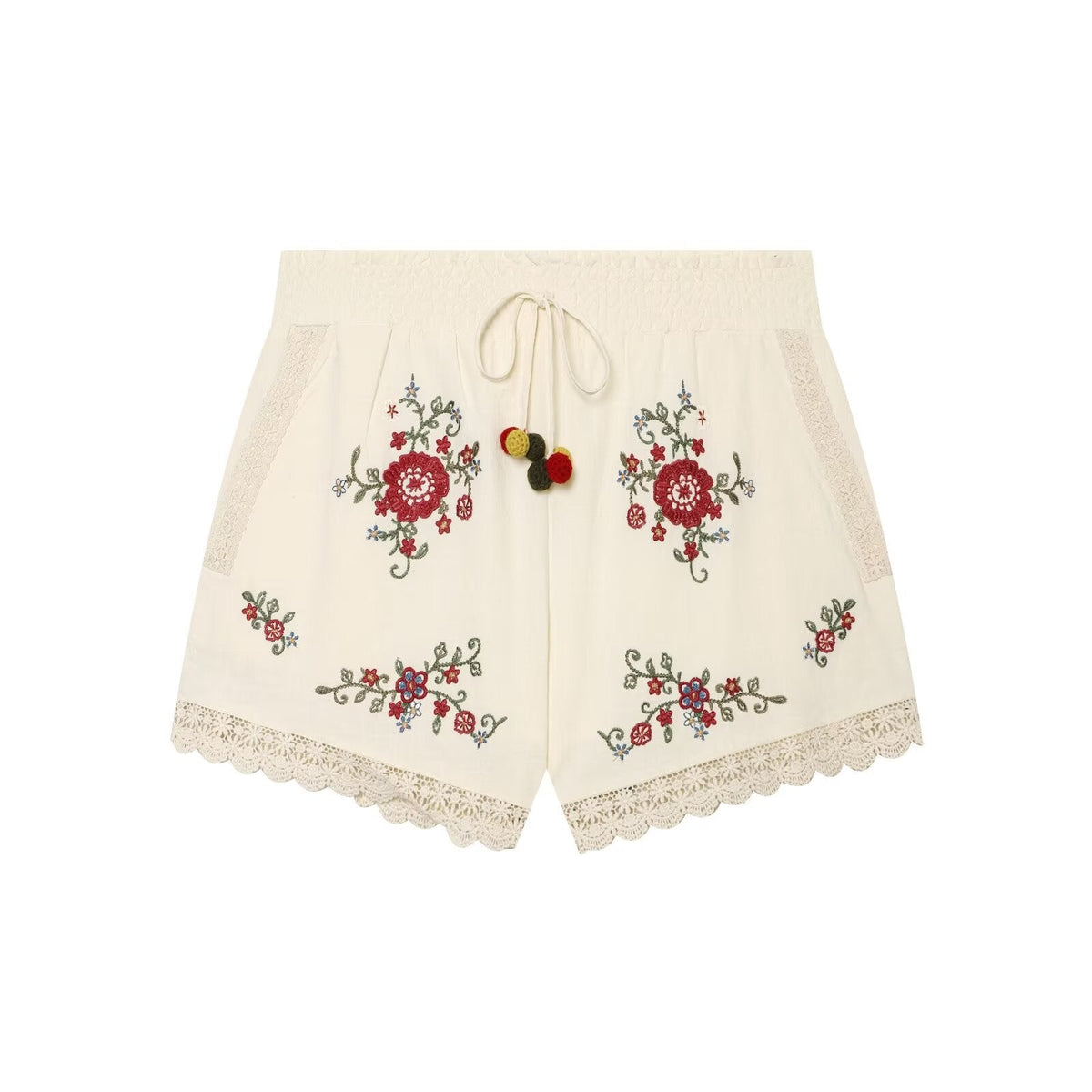 Womens Summer New Arrival Floral Embroidery Top Straight-leg Casual Shorts Set - RALO COLLECTION STUDIO